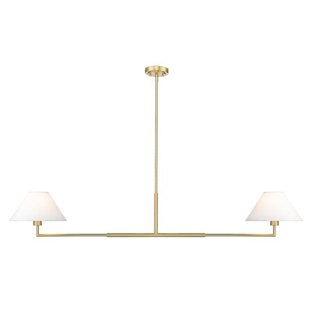 Z-Lite Leila Chandelier, 2-Light, 12 In.W x 62 In.L x 9.5 In.H, Luxe Gold/White Linen 744-62L-LG